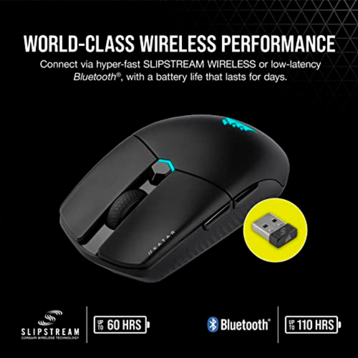 Corsair KATAR Elite Wireless Ratón Ultraligero para Juegos FPS - 26,000 dpi - Forma Simétrica Compacta - hasta 110 Horas de Batería - Compatible con iCUE - PC, PS5, PS4, Xbox - Negro