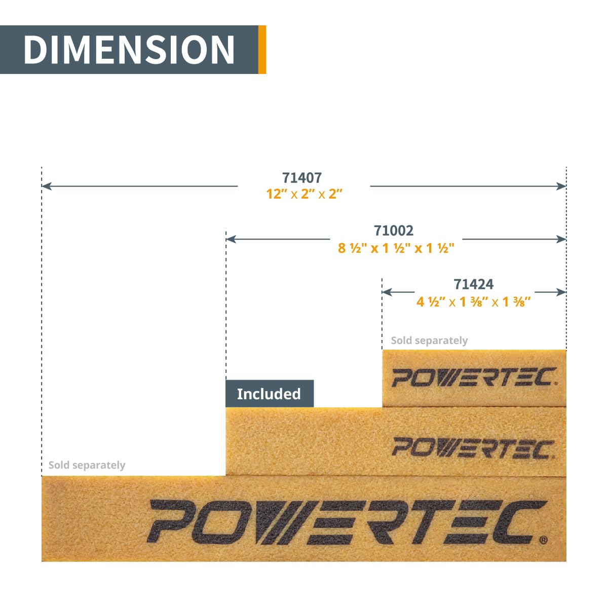 POWERTEC 71002 Barra de limpieza abrasiva para lijar cinturones y discos | Borrador de goma natural - Herramientas de carpintería para lijar la perfección