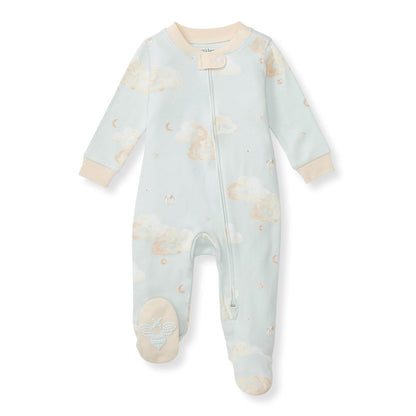 Burt's Bees Baby Pijama Enteriza con Cierre Frontal, 100% Algodón Orgánico - 0-3 Meses - Good Night Sky Blue