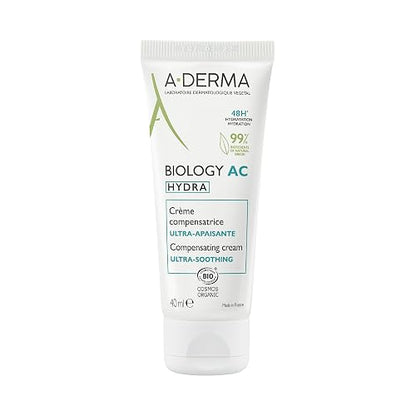 ADERMA, Biology AC Hydra Crema Calmante Compensadora, Hidratación 48H Para Piel Bajo Tratamientos Secantes, 40 ml