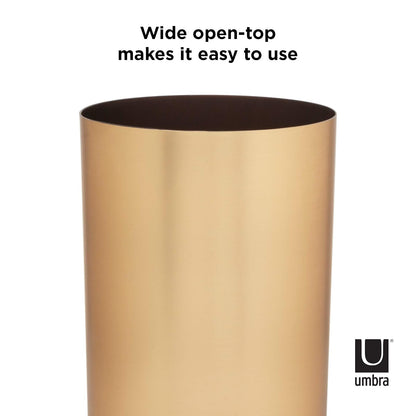 Umbra Metalla Bote de Basura Moderno de Metal con Tapa, Ideal para Oficina y Recámara, 17L, Dorado