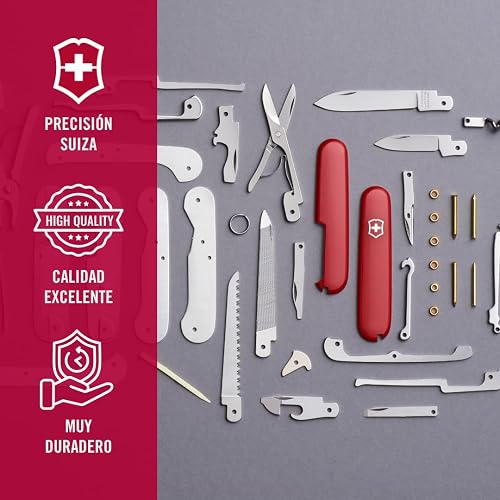 Victorinox Navaja Handyman, Roja, 24 Usos | Cuchillo de bolsillo para bricolaje y exterior con alicates, sierra para madera y metal, tijeras y cincel. Fabricado en Suiza