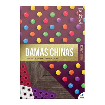Novelty Corp - Damas Chinas Foil, Juego de Mesa para 2-6 Jugadores, a Partir de 6 Años, Máxima Calidad, Juegos Clásicos y Tradicionales