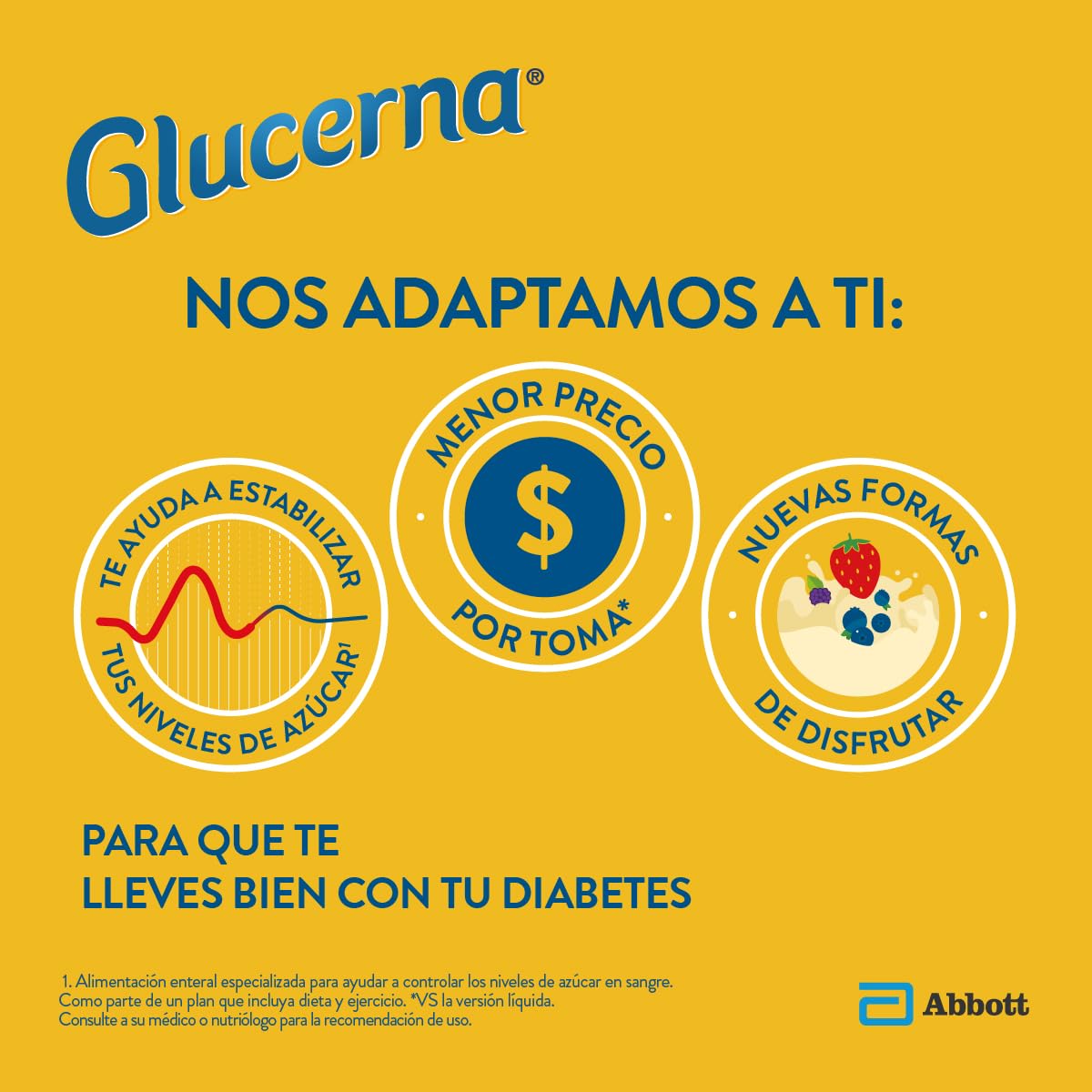 Glucerna Vainilla- Alimentación Especializada para Diabetes Polvo 400 g | Ideal para personas con diabetes tipo 1 y 2. Ayuda a estabilizar los niveles de glucosa en 4 semanas