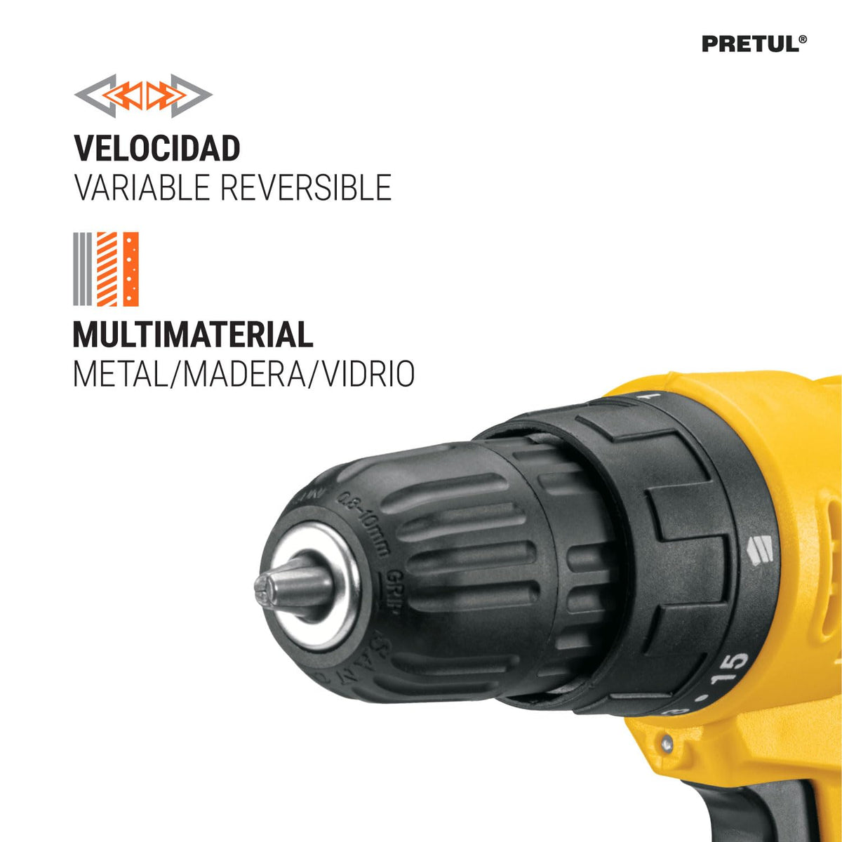 PRETUL TALI-12PK2, Kit taladro/destornillador 3/8", 12V con 33 accesorios