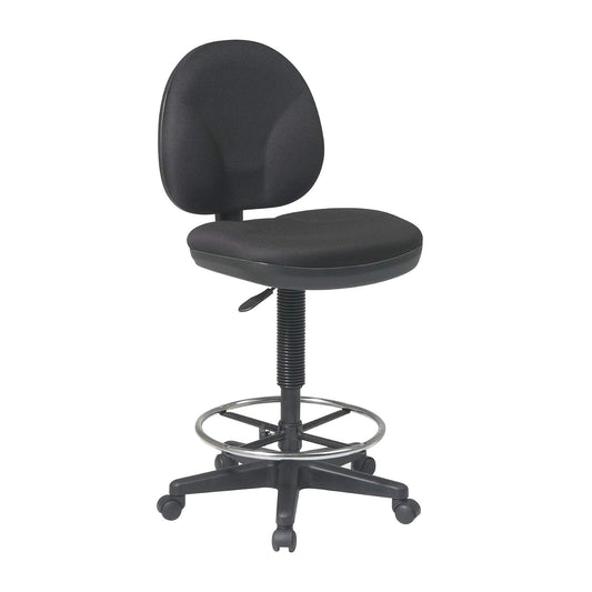 Office Star DC Series - Silla de Dibujo con Asiento y Respaldo esculpidos, Soporte Lumbar Integrado y Anillo de pie Ajustable, Tela Negra Icono