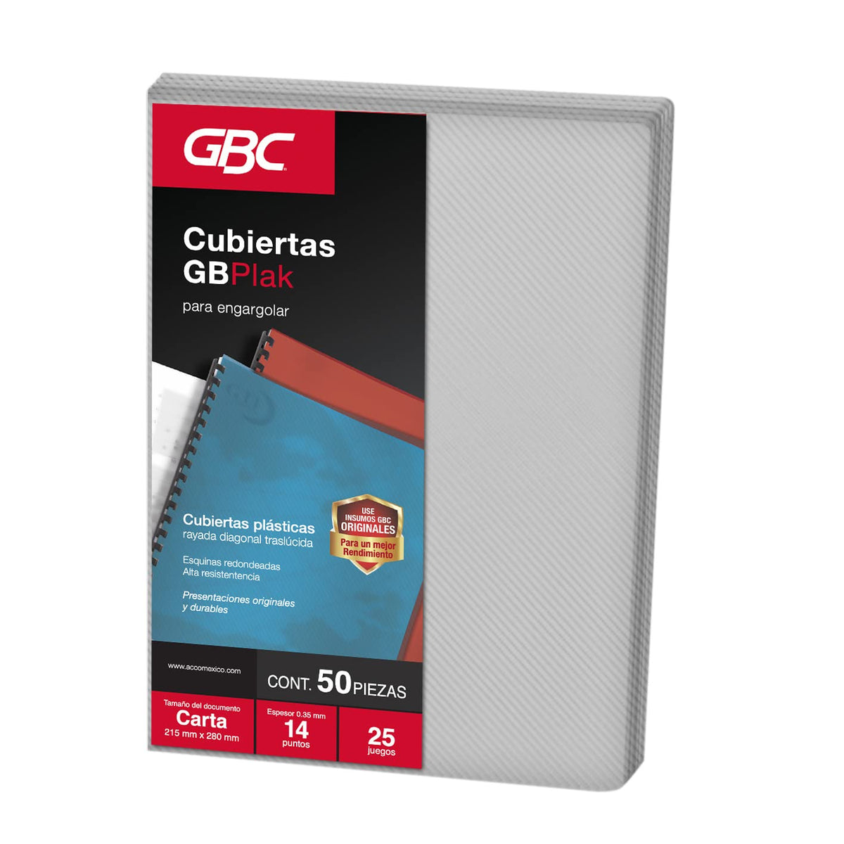 GBC Cubierta para Encuadernar Tamaño Carta, 14 Puntos - RAYADO - TRANSPARENTE