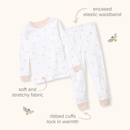 Burt's Bees Baby Baby Girl's Pajamas, Tee and Pant 2-Piece Pj Set, 100% Organic Cotton