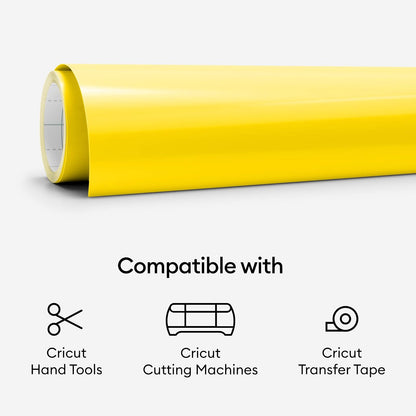 Cricut - Rollo de vinilo permanente de alta calidad (12 x 15 pies), color amarillo piedra, resistente a la intemperie, apto para lavaplatos y a prueba de decoloración, compatible con máquinas de corte