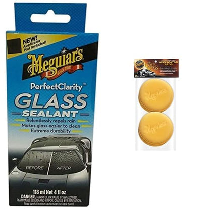 Meguiar's Oficial Perfect Clarity Sellador De Vidrio G8504 118 ml + Meguiar's Oficial Gold Class Esponjas Aplicadores W0004 4 Piezas