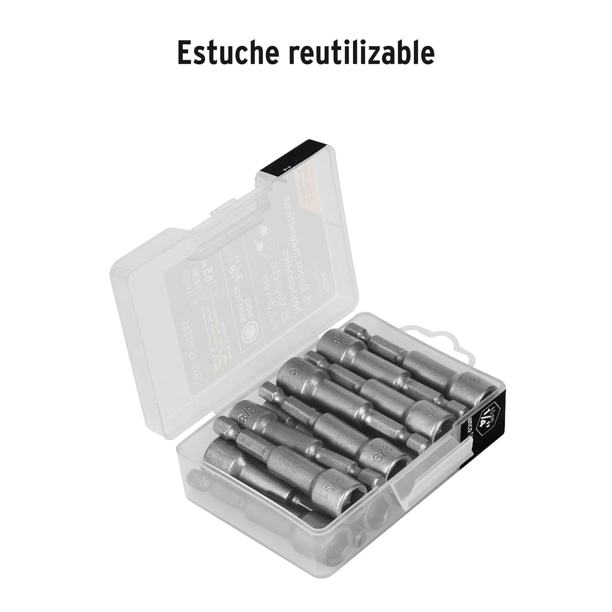 Truper Expert PUDE-9027-15, Estuche con 15 dados magnéticos de 3/8" largo 2-1/2"