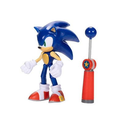 Sonic The Hedgehog JAKKS Pacific - Sega Figura Modern Sonic de 4″ con Blue Checkpoint – Articulada, Oficial y Coleccionable para Fans Desde 3+ Años