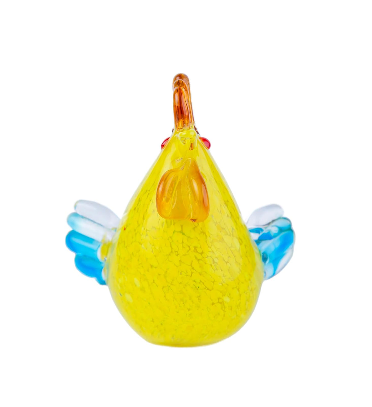 Running Gallo de Cristal | Adornos para Sala, Oficina y Escritorio | Figura de Cristal | Amarillo Cola Azul Decora