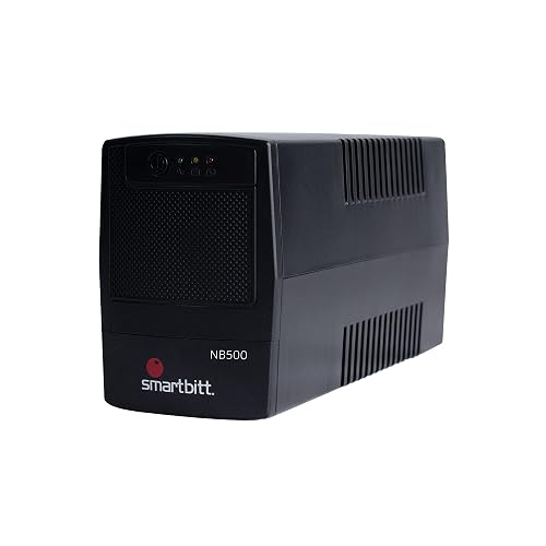 Smartbitt - No-Break Interactivo, Regulador y Supresor de Picos - UPS Ideal para apagones y Cortes de energía - Batería de Respaldo - Negro (500 Va, Hogar y Oficina)