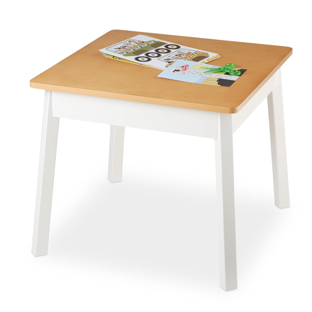 Melissa & Doug - Mesa Cuadrada de Madera - Muebles para niños para Sala de Juegos (Natural/Blanco)