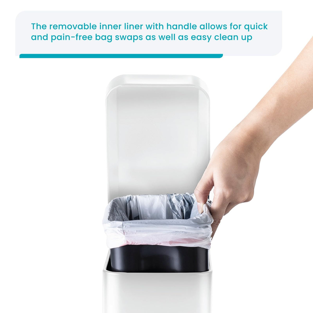 Home Zone Living - Juego de 2 cubos de basura pequeños de 1.3 galones, color blanco con tapa y pedal, papelera de acero inoxidable con diseño delgado para el hogar y la oficina, 5 litros