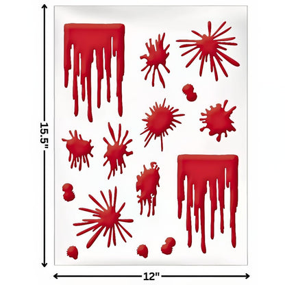 Amscan Decoración de Halloween Asilo Sangriento: Salpicaduras y Goteos de Sangre en Gel, Rojo, 17 1/2 x 12 3/8 (Talla del Paquete) para Eventos de Fiesta y Temáticos, 48 meses a 144 meses