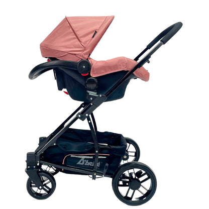 D´BEBÉCarriola Travel System Crown - Carriola Multifuncional - Ideal para Bebés Recién Nacidos y hasta los 4 años - Incluye y Autoasiento Color rosa