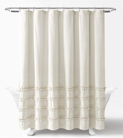 Lush Decor - Cortina de Ducha de algodón teñida con Hilo clásico, 72 x 72 Pulgadas, Color Neutro