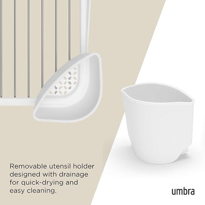 Umbra Sinkin Escurridor de Platos | Apto para fregaderos estándar y bajo encimera, patas de goma antideslizantes, hilo pintado, polipropileno resistente