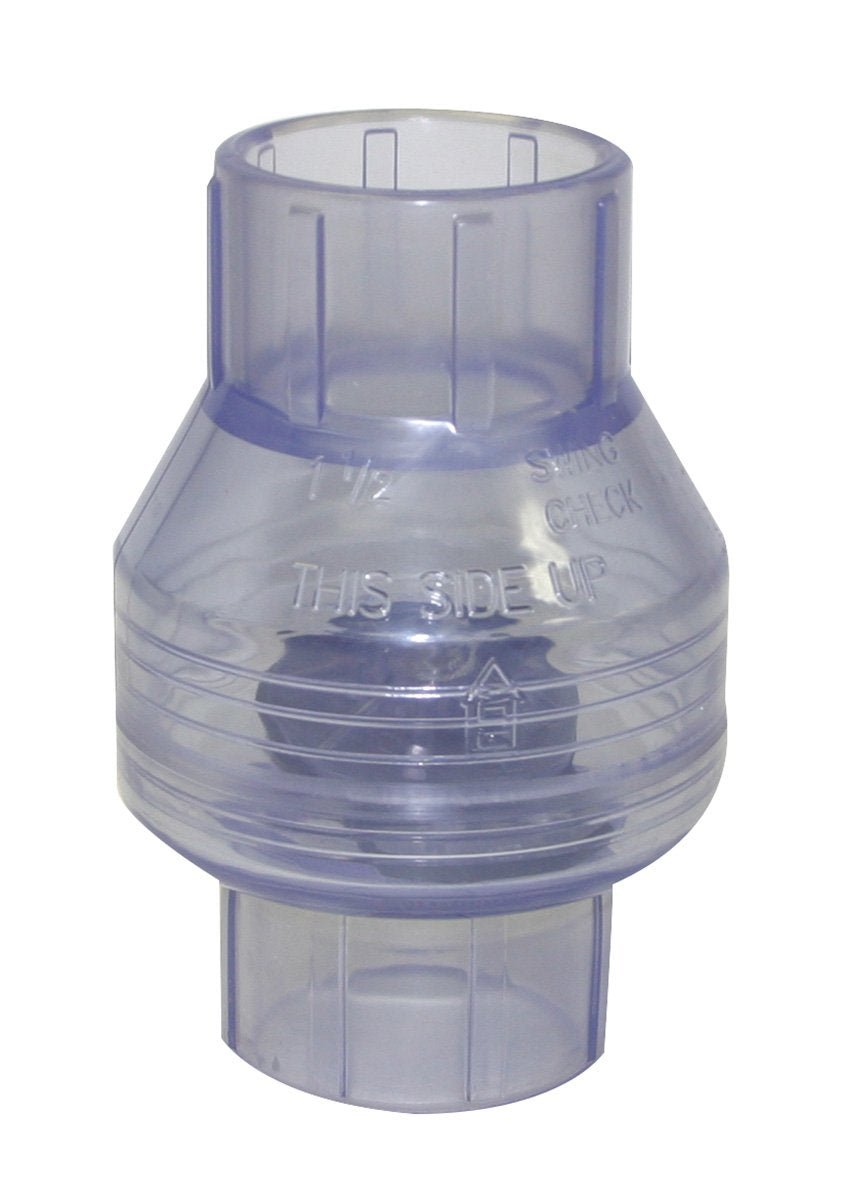 Valterra Válvula de Retención de PVC Oscilante sin Muelle 200-C15W, 1-1/2 in Deslizante, Transparente
