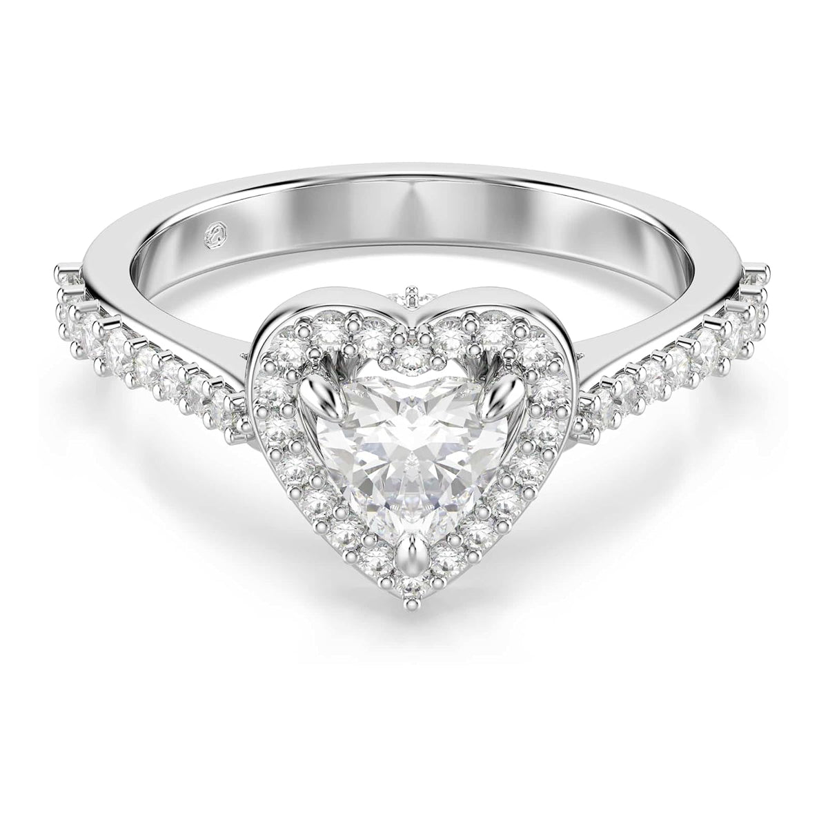 Swarovski Una Angelic Collection - Anillo con diseño de corazón, color blanco, chapado en rodio
