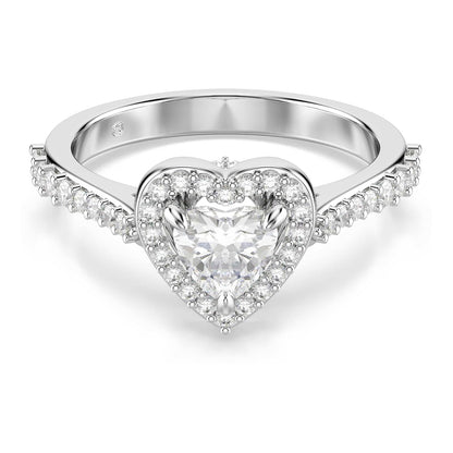 Swarovski Una Angelic Collection - Anillo con diseño de corazón, color blanco, chapado en rodio
