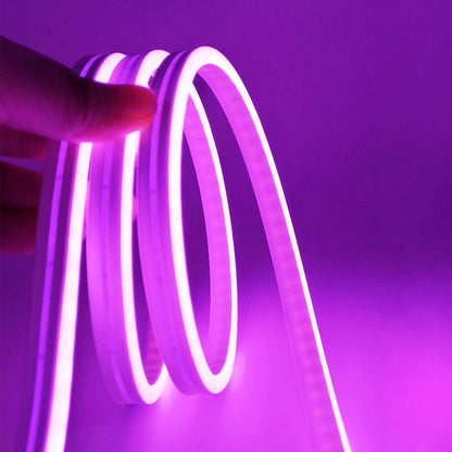 DOSYU Tira Neón Flex LED, 12V 16.4ft/5m Impermeable Flexible Cortable DIY 2835 Luces Led IP65 Decorativa para TV, Cuarto, Halloween, Fiesta de Navidad, con Adaptador(Violeta)