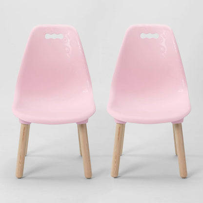 B. toys - Kid Century Modern, Juego de Mesa y sillas, Rosa Marfil | Incluye 1 mesa de manualidades y 2 sillas infantiles con patas de madera natural, en rosa y marfil, 3 años y +