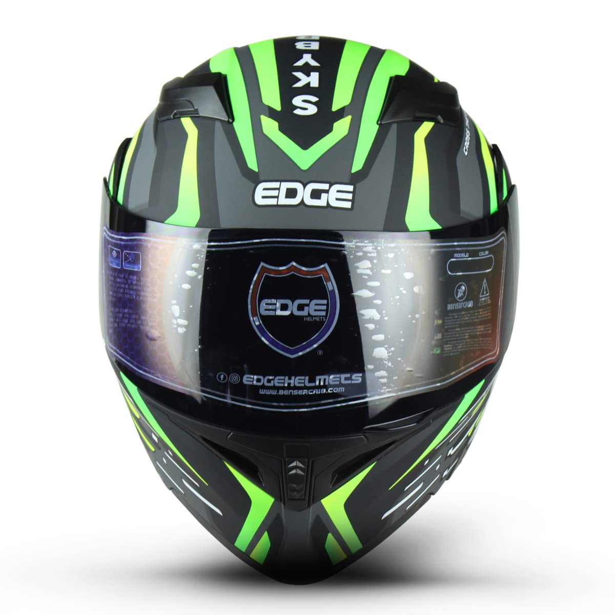 Edge Helmets Boss SkyBreaker Casco Moto Abatible, para Hombre, Certificado Dot, X-Grande, Verde