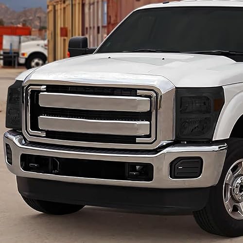 DNA Motoring HL-OH-FSU13-SM-AM Faros Ahumados Ámbar para Ford F-250/F-350/F-450/F-550 Super Duty 11-16