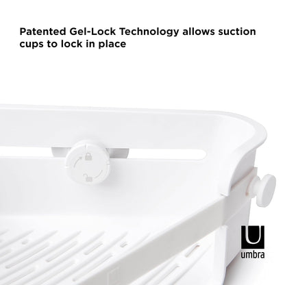 Umbra | Organizador de Ducha Esquinero Premium con Ventosas Gel-Lock, Sistema Patentado Antideslizante