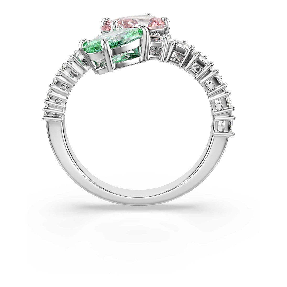 Anillo abierto Swarovski x Ariana Grande, piedras de corte mixto, multicolor, acabado rodio