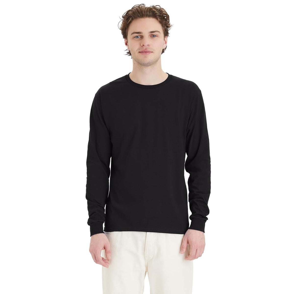 Hanes Essentials - Paquete de Camisetas de Manga Larga para Hombre, Camisetas de - Negro - - G