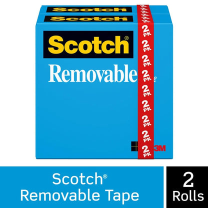 Scotch - 8112PK Cinta extraíble, 3/4" x 1.3", 2 cajas/paquete, tecnología Post-it (811-2PK)