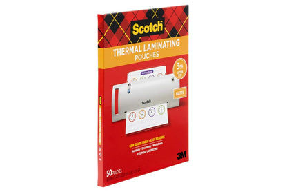 Scotch - Bolsas laminadoras térmicas mate, ultra transparentes con acabado mate, tamaño carta de 8.9 x 11.4 pulgadas, paquete de 50