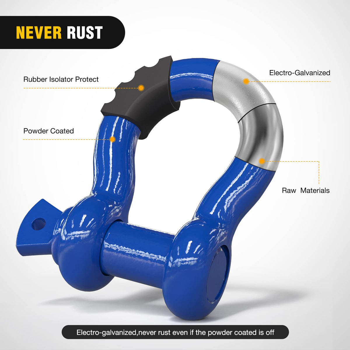 Nilight 2 Pack 3/4" D-Ring Shackle with 7/8" Screw Pin 41,887lbs Break Strength, Heavy Duty Off Road Recovery with Isolators Washers for Use with Tow Strap, Winch, Off-Road Truck Vehicle