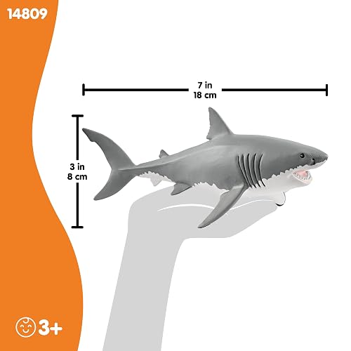 Schleich 14809 Tiburón, Original Color, | Figuras de animales fieles a los detalles, juguete zoológico, gran regalo para niños y niñas, decoración para cumpleaños