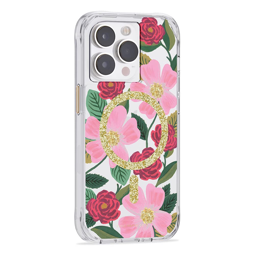 Rifle Paper Co. iPhone 14 Pro Case [Compatible with MagSafe] [10FT Drop Protection] Cute iPhone Case 6.1" with Floral Pattern, Anti-Scratch Tech, Shockproof Material, Slim Fit - Rose Garden