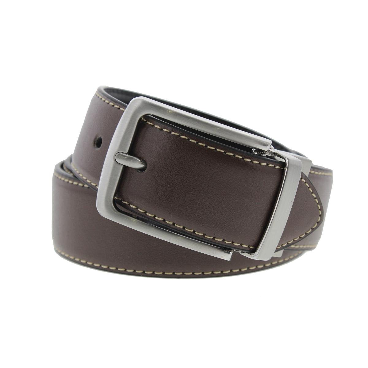 Steve Madden Cinturón de Piel Reversible para Hombre - Marrón - Negro - 32