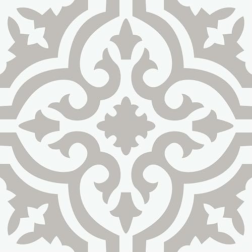 FloorPops FP3895 Emilia - Azulejos de piso para despegar y pegar, neutro - Gris