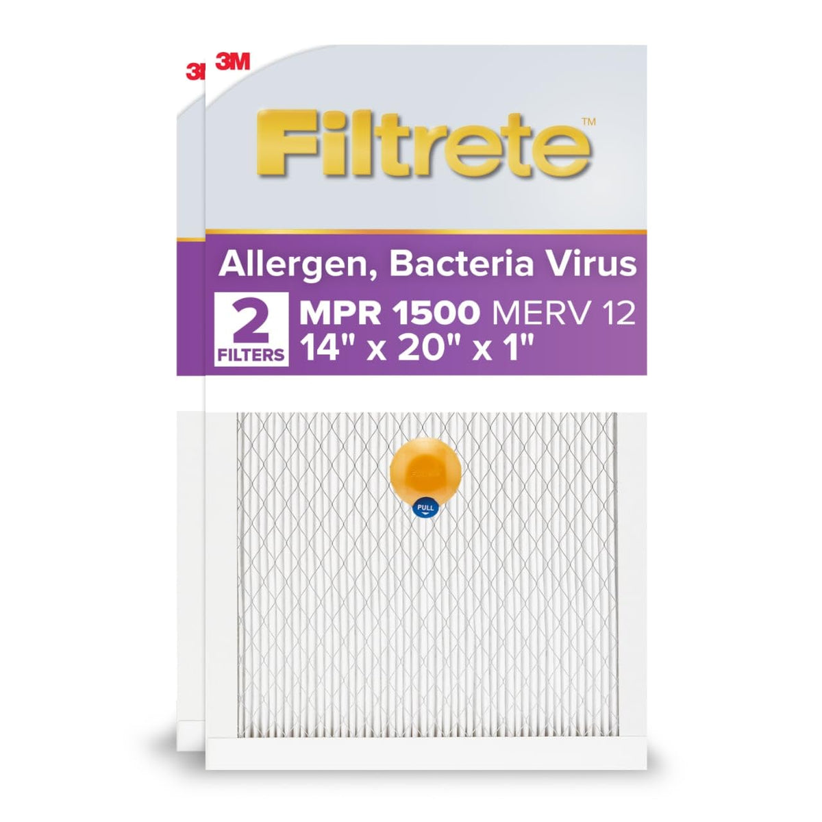 Filtrete Filtro de aire SMART para horno de CA de 14 x 20 x 1, MERV 12, MPR 1500, vida útil del filtro de pista con sensor habilitado para Bluetooth, certificado para asma y alergias, paquete de 2