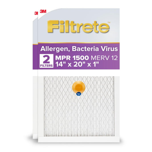 Filtrete Filtro de aire SMART para horno de CA de 14 x 20 x 1, MERV 12, MPR 1500, vida útil del filtro de pista con sensor habilitado para Bluetooth, certificado para asma y alergias, paquete de 2