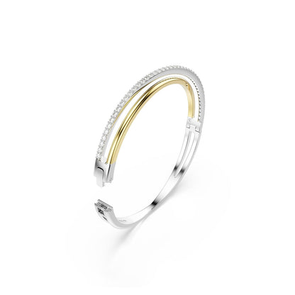 pulsera Swarovski Hyperbola, corte redondo, transparente, pulsera de metal mixto