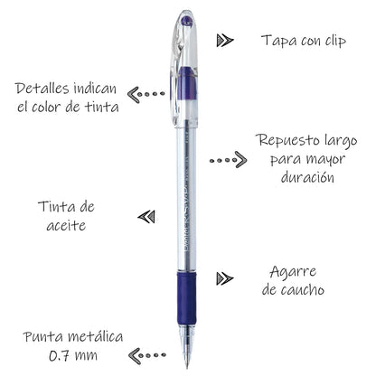 Bolígrafo Pentel R.S.V.P. Ballpoint 0.7mm Color Violeta-BK90-V