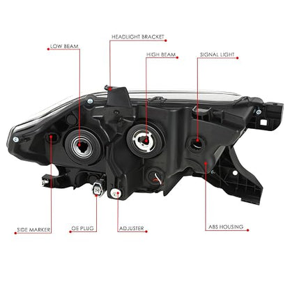 DNA MOTORING Conjunto de Faros Delanteros Compatibles con Tacoma 2016-2023 LED DRL Bisel Negro