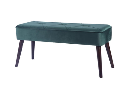 Sochic Taburete Tapizado en Terciopelo Verde con Patas de Madera de Caucho de Nogal y Marco de Madera