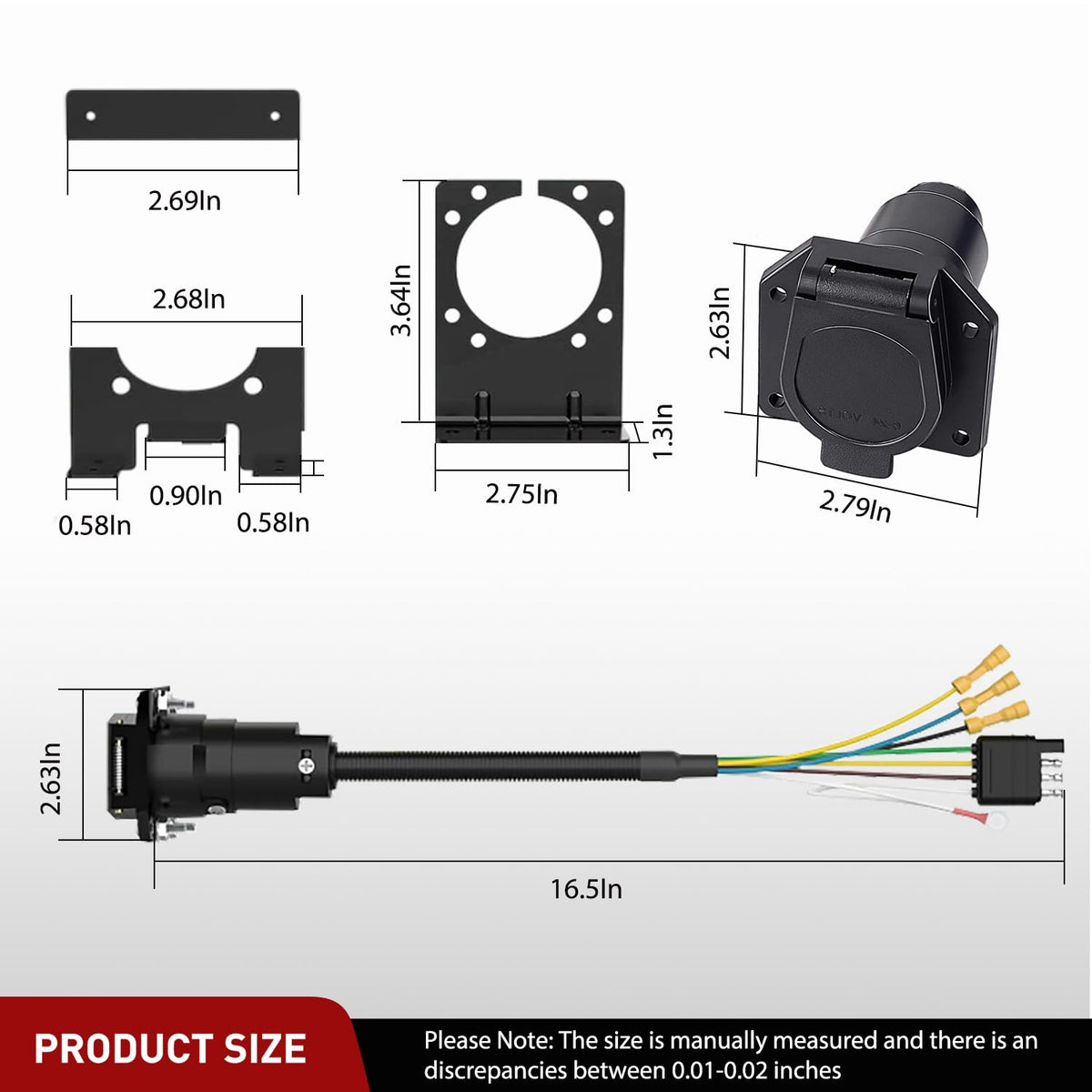 Nilight Conector de Luces de Remolque de 4 a 7 Vías, en Línea, 50051R