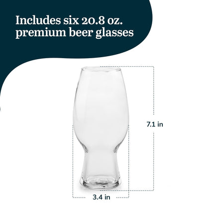 Libbey Entertaining Essentials - Juego de 6 vasos de cerveza para manualidades, elegantes vasos de cerveza, vasos de tulipán IPA para importaciones, alias pálidas indias y clásicos