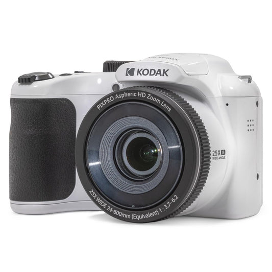 Kodak PIXPRO AZ255-WH Cámara Digital de 16 MP, Zoom óptico de 25 x 24 mm, Lente Gran Angular, estabilización óptica de Imagen, 1080P, Full HD, Video, cámara de vlogging LCD de 3 Pulgadas (Blanco)